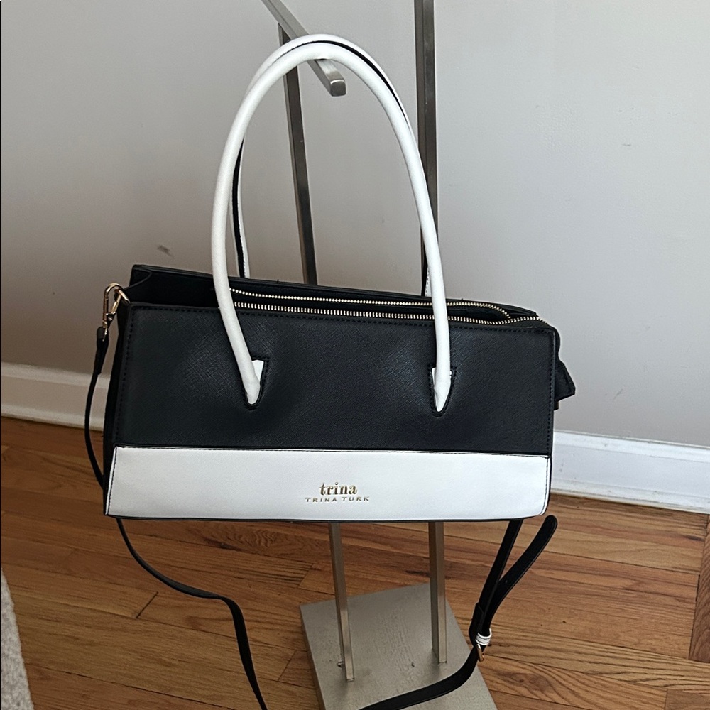 Authentic Trina Turk Elegant Black and White Satchel
